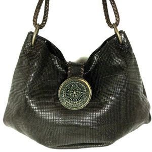 Sondra Roberts Brown Faux Leather Patterned Hobo